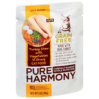 Pure Harmony Cat Food, Grain Free, Turkey Stew with Vegetables in Gravy,  Cuts, Super Premium - 3 Ounce 