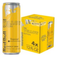 Red Bull Energy Drink, Tropical, The Yellow Edition, 4 Pack