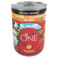 Purina One Dog Food, Chicken & Brown Rice Entree, Classic Ground, Adult - 13 Ounce 