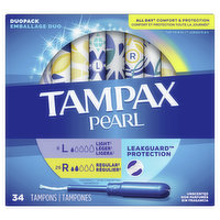 Tampax Tampons, Light/Regular, Unscented, Duopack - 34 Each 