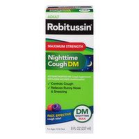 Robitussin Nighttime Cough DM, Maximum Strength, Adult - 8 Fluid ounce 