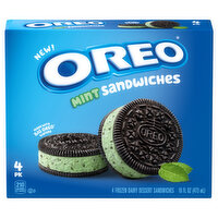 Oreo Frozen Dairy Dessert Sandwiches, Mint, 4 Pack - 4 Each 