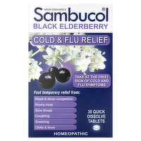 Sambucol Cold & Flu Relief, Black Elderberry, Quick Dissolve Tablets - 30 Each