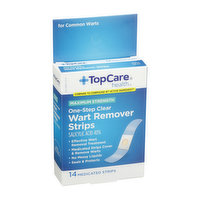 Topcare Maximum Strength One-Step Wart Remover Salicylic Acid 40% Medicated Strips, Clear - 14 Each 