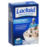 Lactaid Lactase Enzyme Supplement, Fast Act, Caplets - 60 Each 