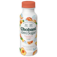Chobani Yogurt-Cultured Dairy Drink, Zero Sugar, Peaches & Cream Flavored - 7 Fluid ounce