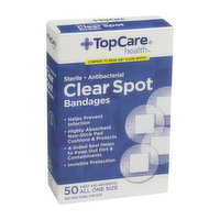 Topcare Antibacterial First Aid Antiseptic All One Size Spot Bandages - 50 Each 