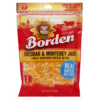 Borden Finely Shredded Cheese, Cheddar & Monterey Jack - 8 Ounce 