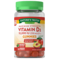 Nature's Truth Vitamin D3, Maximum Strength, 250 mcg, Gummies, Natural Peach Mango Flavor - 70 Each 