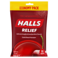 Halls Cough Suppressant/Oral Anesthetic, Menthol, Economy Pack, Cherry Flavor - 80 Each 