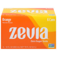 Zevia Soda, Zero Sugar, Orange - 6 Each 