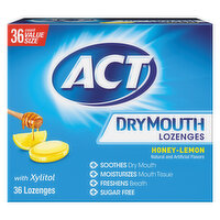 Act Lozenges, Honey-Lemon, Dry Mouth