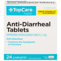 TopCare Anti-Diarrheal, 2 mg, Caplets - 24 Each 