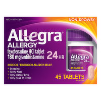 Allegra Allergy Relief, Indoor/Outdoor, Non-Drowsy, 24 Hr, Tablets - 45 Each 