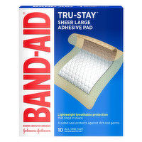 Band-Aid Adhesive Pad, Sheer Large, All One Size - 10 Each 