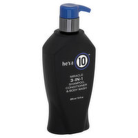 He's a 10 Shampoo, Conditioner & Body Wash, 3-in-1, Miracle - 295 Millilitre 