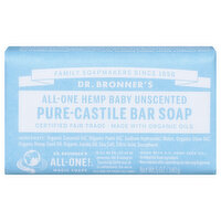 Dr. Bronner's Bar Soap, Pure-Castile, Unscented, Baby, All-One Hemp - 5 Ounce 