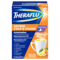 Theraflu Severe Cold & Cough, Nighttime, Honey Lemon - 6 Each 