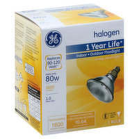 GE Light Bulb, Halogen, Indoor/Outdoor Floodlight, 80 Watts - 1 Each 