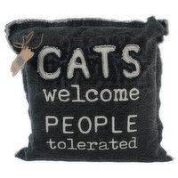 Mud Pie Canvas Pillow, Cat Welcome - 1 Each 