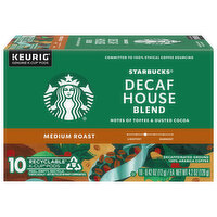 Starbucks Coffee, Ground, Medium Roast, House Blend, Decaf, K-Cup Pods - 10 Each 
