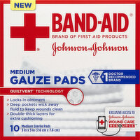 Band-Aid Gauze Pads, Medium - 10 Each 