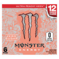 Monster Energy Drink, Zero Sugar, Ultra Peachy Keen, 6 Pack - 6 Each 