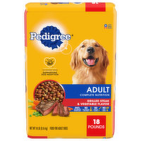 Pedigree Food for Dogs, Grilled Steak & Vegetable Flavor, Complete Nutrition, Adult, Bonus Size - 18 Pound