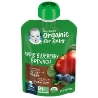 Gerber Baby Food, Organic, Apple Blueberry Spinach, Sitter - 3.5 Ounce 