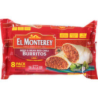 El Monterey Burritos, Beef & Been Red Chilli, Family Size, 8 Pack - 8 Each 