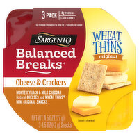 Sargento Balanced Breaks, Cheese & Crackers, Monterey Jack & Cheddar/Wheat Thins Original, 3 Pack