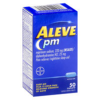 Aleve Pain Reliever/Nighttime Sleep-Aid, PM, Caplets - 50 Each