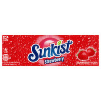 Sunkist Soda, Strawberry, 12 Pack - 12 Each 