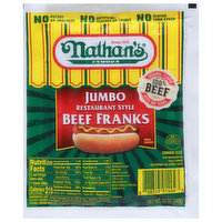 Nathan's Famous Beef Franks, Restaurant Style, Jumbo, Dinner Size - 12 Ounce
