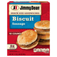 Jimmy Dean Sandwiches, Biscuit, Sausage, Snack Size - 10 Each 