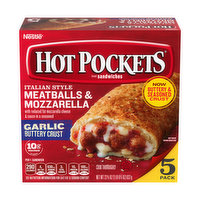 Hot Pockets Italian Style Meatballs & Mozzarella, Garlic Buttery Crust, 5 Pack