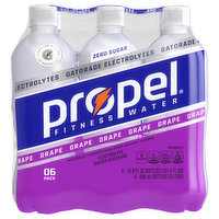 Propel Electrolyte Water Beverage, Zero Sugar, Grape, 6 Pack - 6 Each 