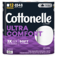 Cottonelle Toilet Paper, Ultra Comfort, Mega Rolls, 2-Ply - 12 Each