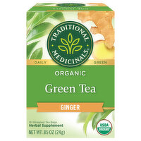 Traditional Medicinals Herbal Supplement, Organic, Green Tea, Ginger, Tea Bags - 16 Each 