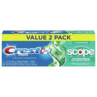 Crest Toothpaste, Minty Fresh Striped, Scope + Whitening, Value 2 Pack - 2 Each 