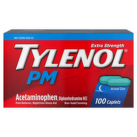 Tylenol Acetaminophen, PM, Extra Strength, Caplets - 100 Each 