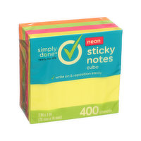 Simply Done Sticky Notes Cube, Neon - 400 Each 