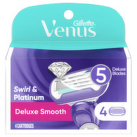 Gillette Cartridges, Swirl & Platinum, Deluxe Smooth, 5 Deluxe Blades - 4 Each 