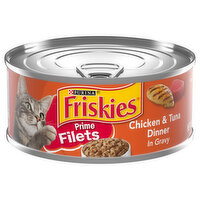 Friskies Cat Food, Chicken & Tuna Dinner in Gravy, Prime Filets - 5.5 Ounce 