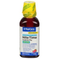 TopCare Cold & Flu, Maximum Strength Relief, Severe, NiteTime, Mixed Berry Flavor - 12 Fluid ounce 