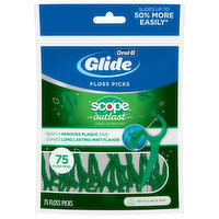 Oral B Glide Mint Dental Floss Picks with Long Lasting Scope Flavor, 75 Picks - 75 Each