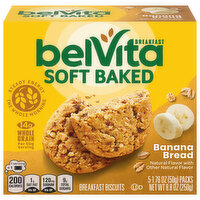 BELVITA Soft Baked Banana Bread Breakfast Biscuits, 5 Packs (1 Biscuit Per Pack) - 8.8 Ounce 