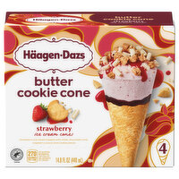 Haagen-Dazs Ice Cream, Strawberry, Butter Cookie Cone