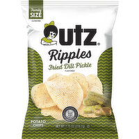 Utz Potato Chips, Fried Dill Pickle Flavored, Ripples, Family Size