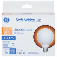 GE Light Bulbs, LED, Soft White, Classic Shape, 4 Watts, 2 Pack - 1 Each 